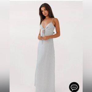 Peppermayo Flora Linen Maxi Dress - Blue Size 2 - Tags Still Attached!